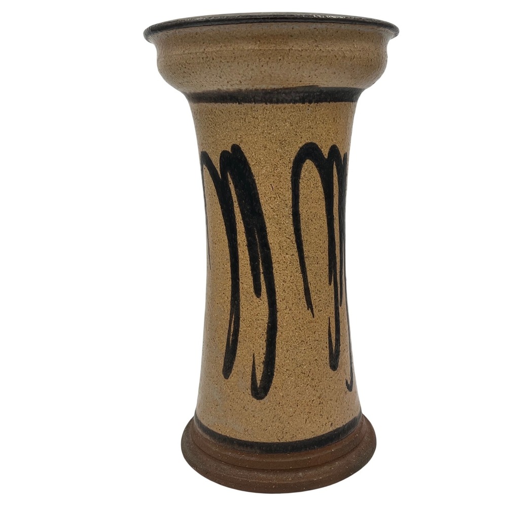 Vintage Brian‎ Van Nostrand Signed Stoneware Vase 10.5" Rustic Mid century